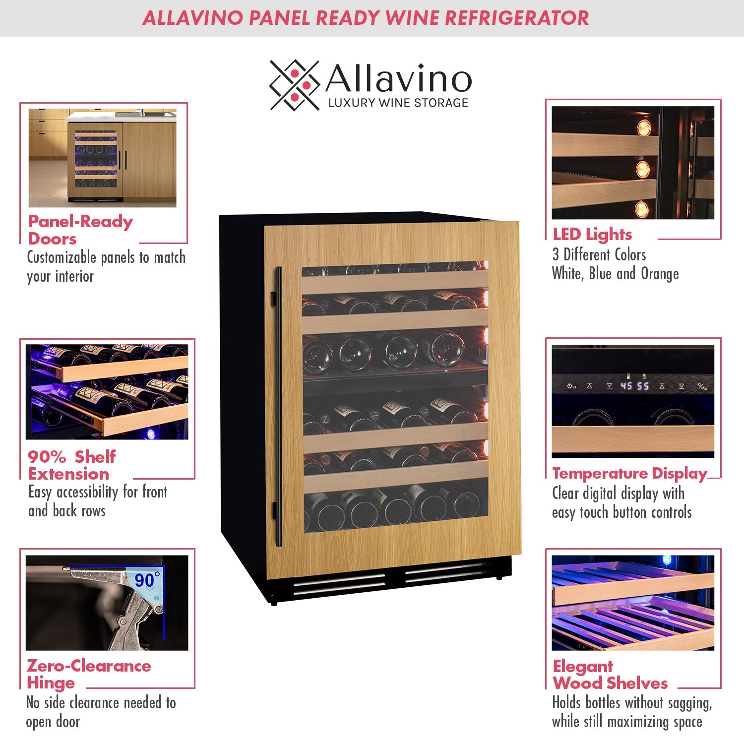 Allavino 24" Wide Dual Zone Panel Ready Wine Refrigerator AO VCWR-24PRD-2R