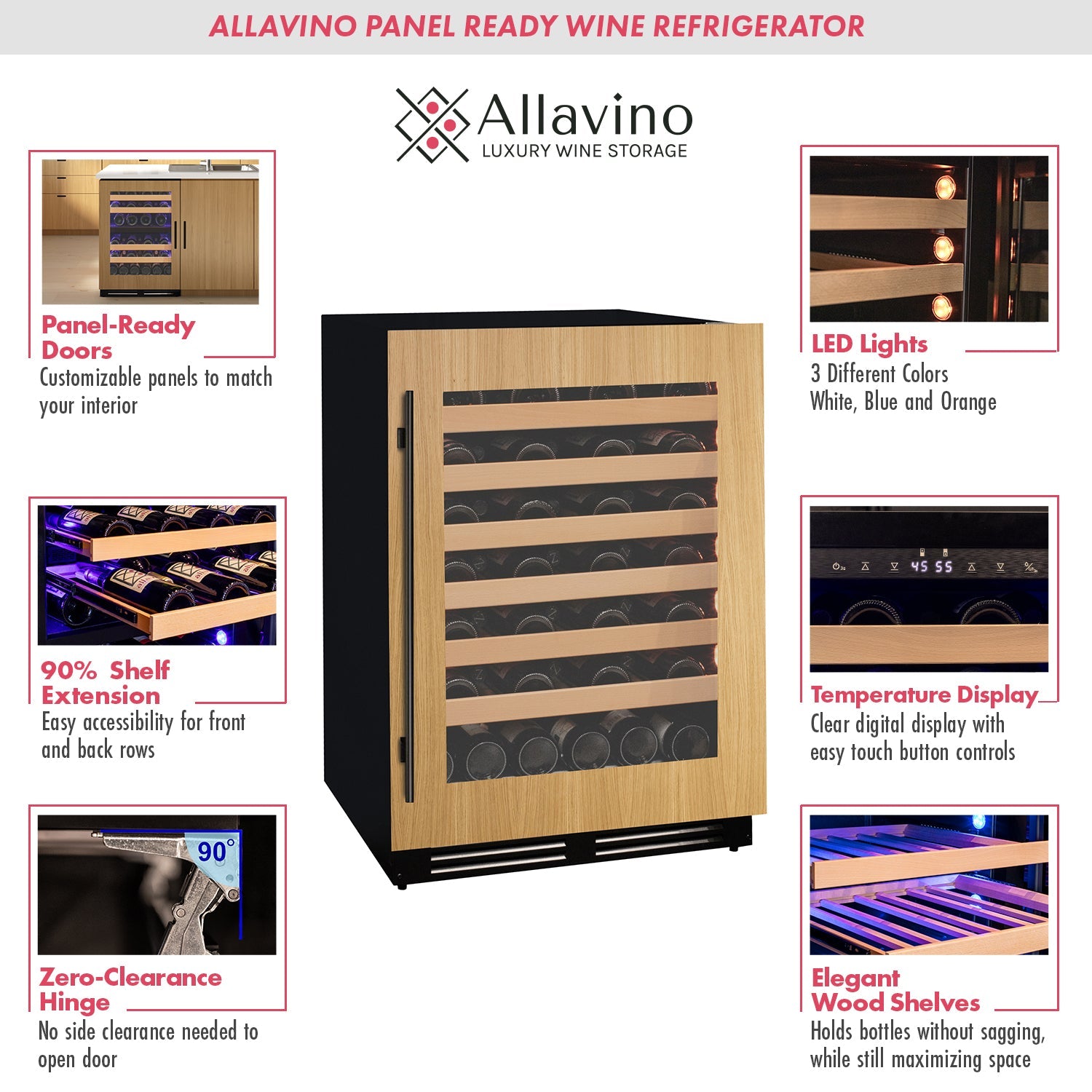 Allavino 24" Wide Single Zone Panel Ready Wine Refrigerator AO VCWR-24PRS-1R
