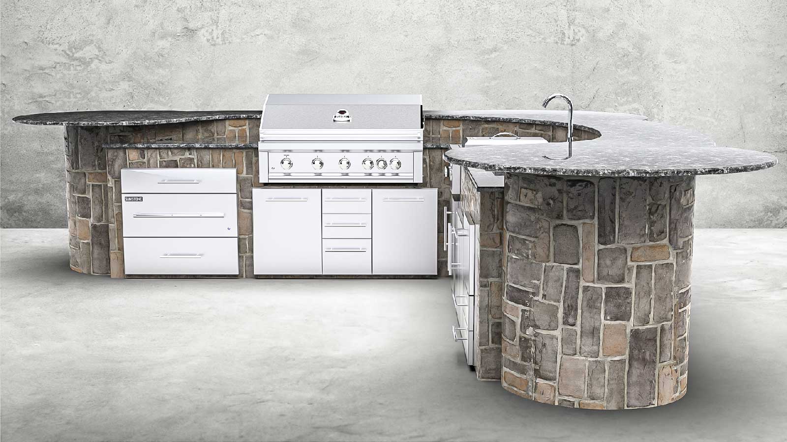 Sunstone Venetian 10ft x 10ft Island Design with Grill and Component Package – SKPVENETIAN-DE