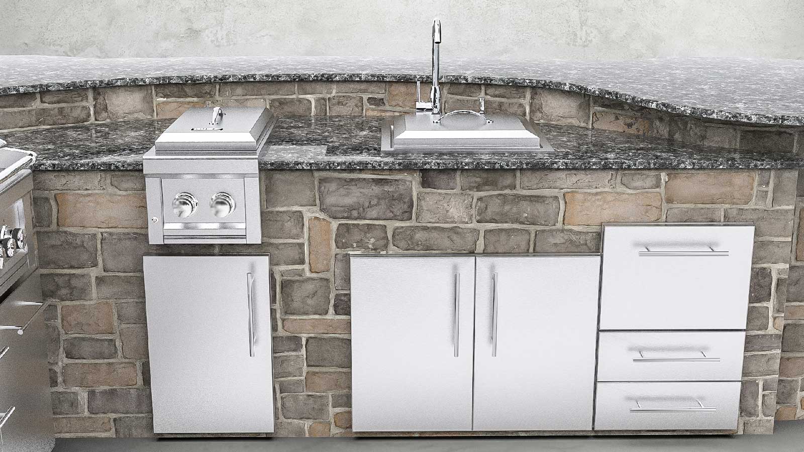 Sunstone Venetian 10ft x 10ft Island Design with Grill and Component Package – SKPVENETIAN-DE