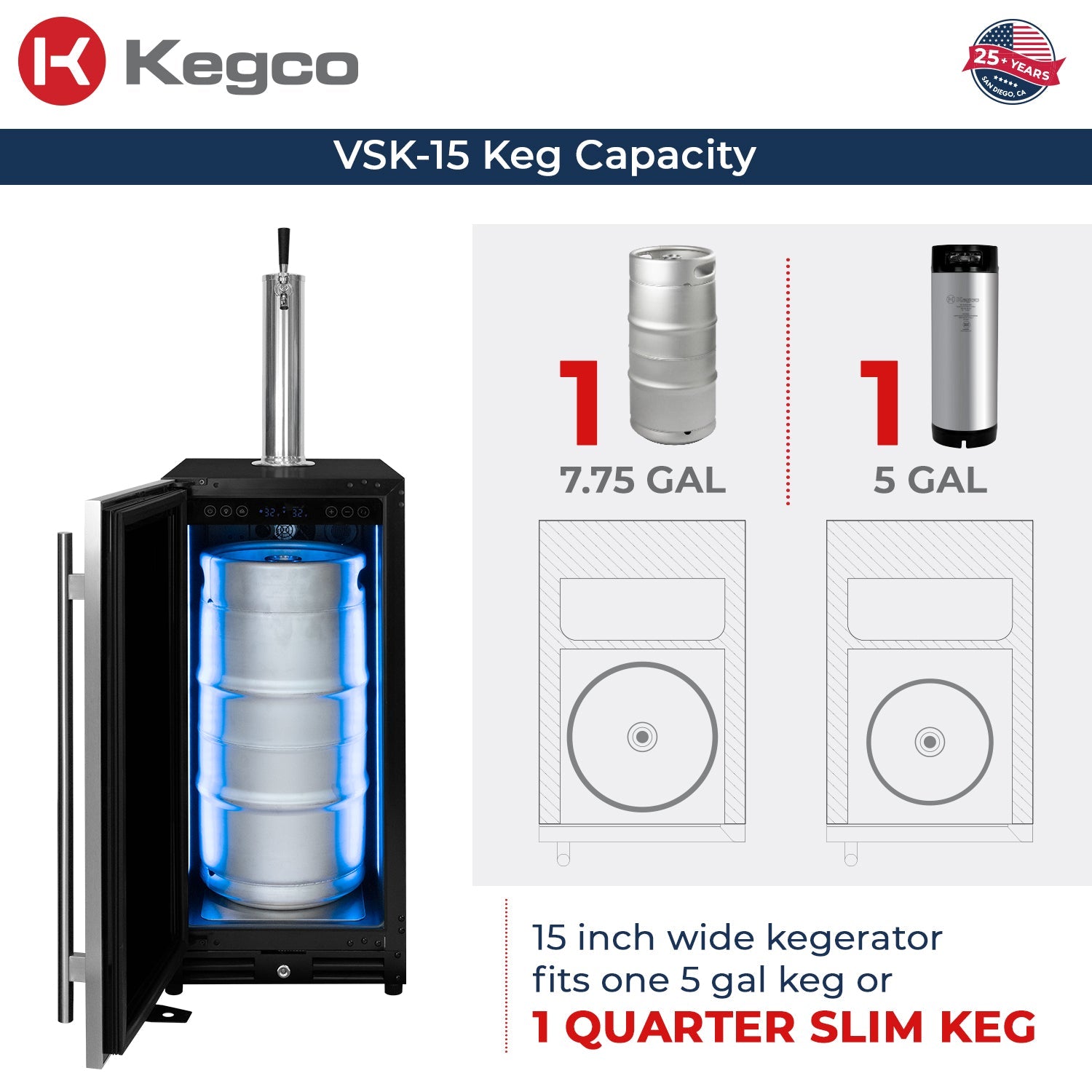 Allavino 30" Side-by-Side Single Tap Kegerator and Single Zone Wine Refrigerator BF VS15-1WK-L