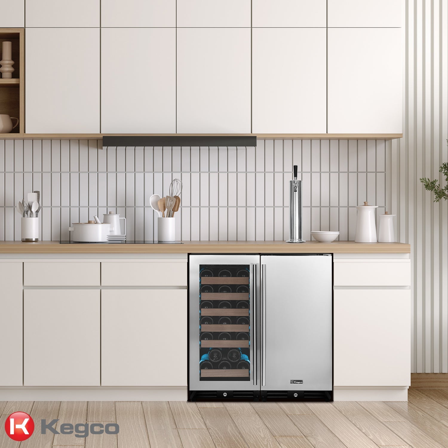 Allavino 30" Side-by-Side Single Zone Wine Refrigerator and Single Tap Kegerator  BF VS15-1WK