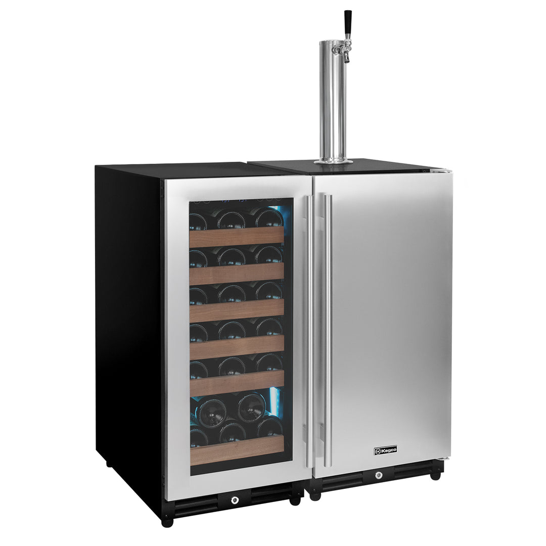 Allavino 30" Side-by-Side Single Zone Wine Refrigerator and Single Tap Kegerator  BF VS15-1WK