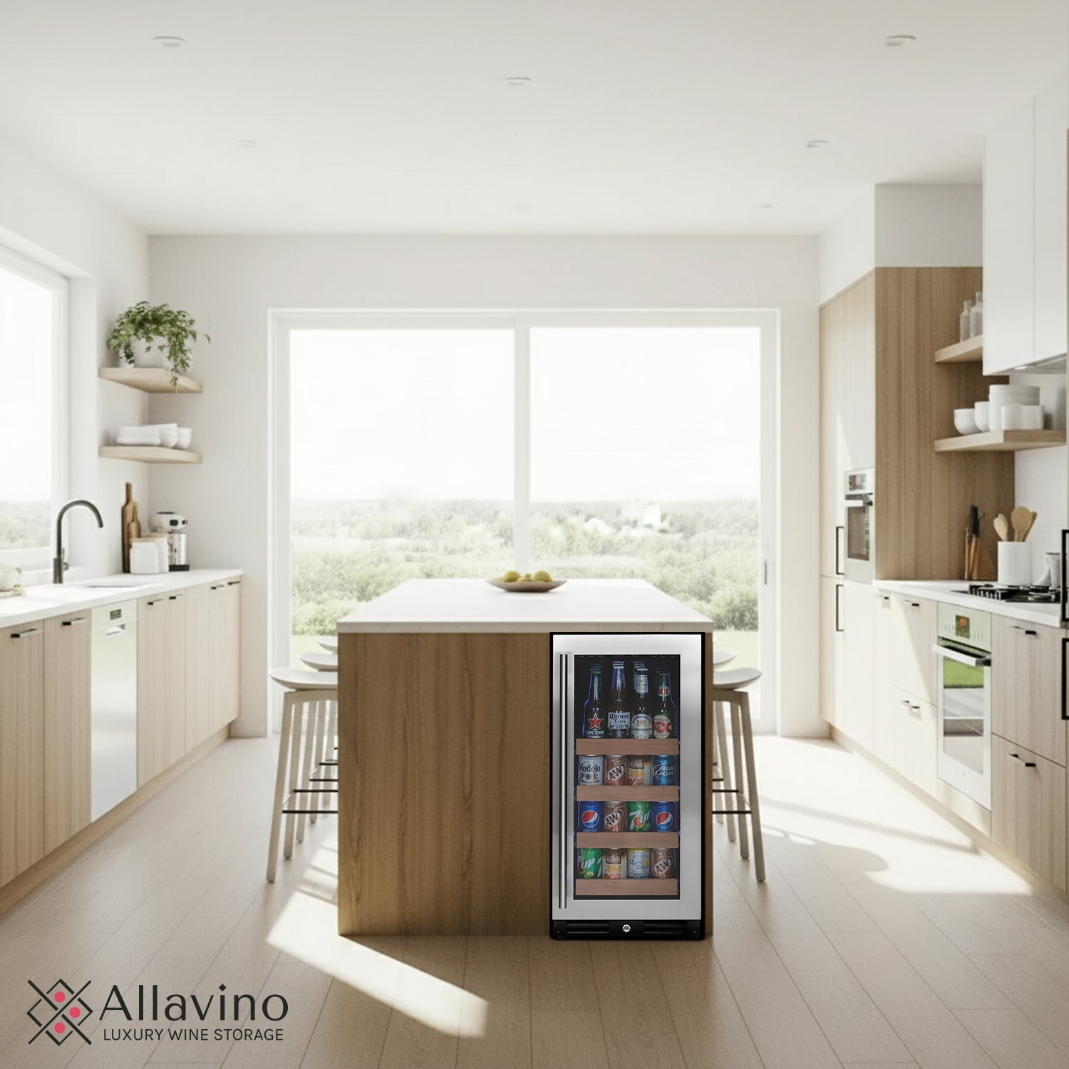 Allavino 15" Wide Reserva Series Stainless Steel Right Hinge Beverage Center AO VSBC15L-SSR