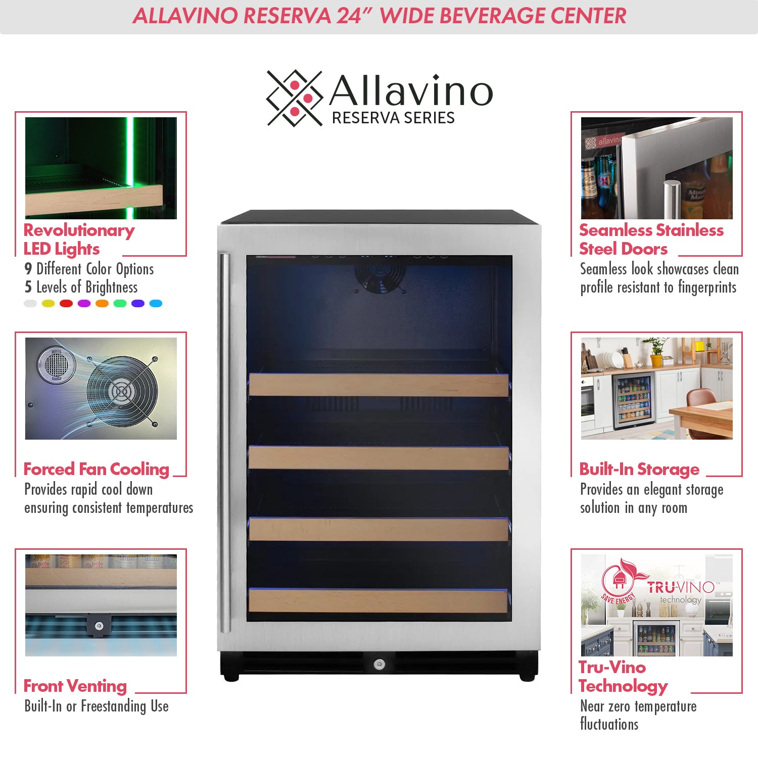 Allavino Reserva Series Stainless Steel Side-by-Side Beverage Center  BF 2X-VSBC24L-SS
