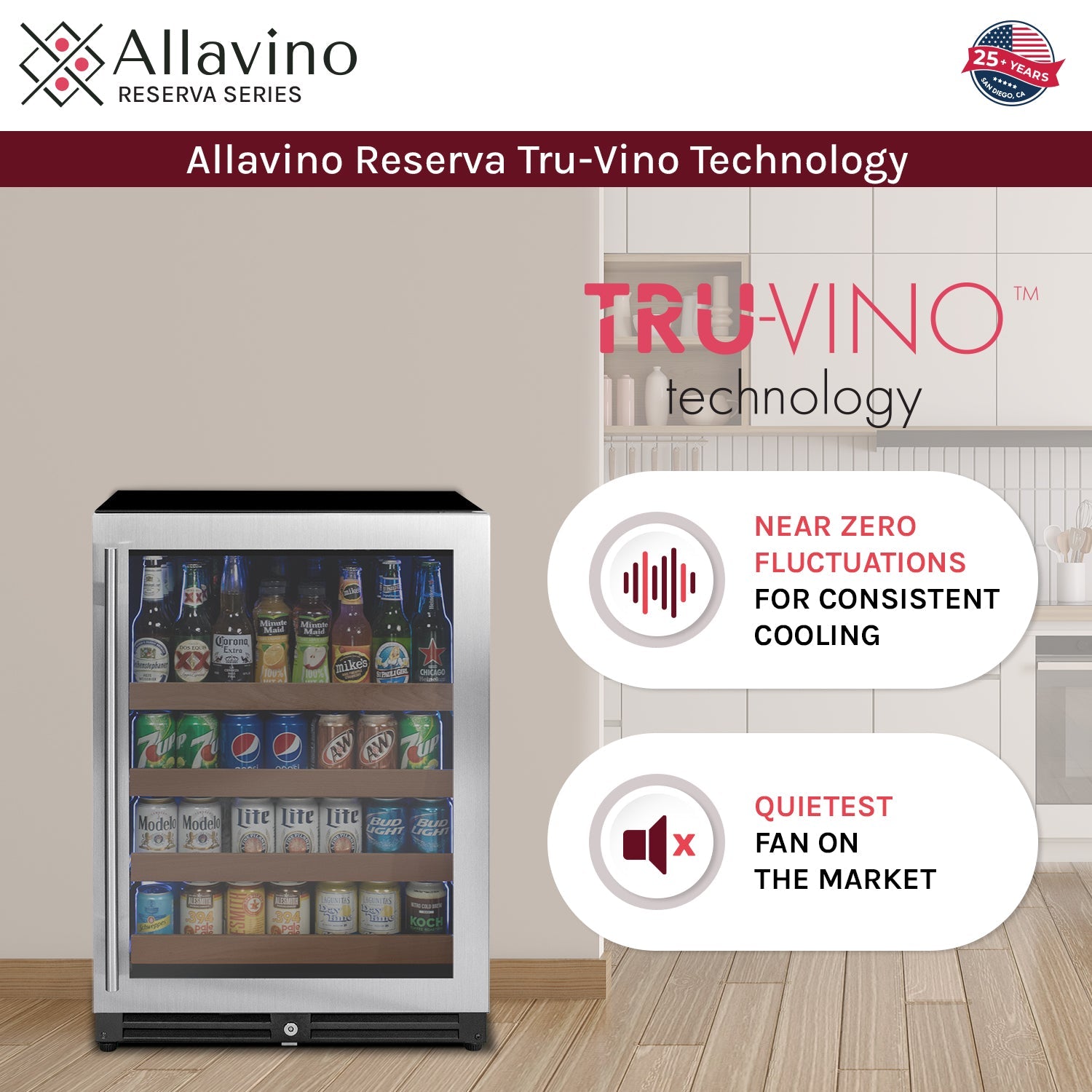 Allavino 24" Wide Reserva Series Stainless Steel Right Hinge Beverage Center AO VSBC24L-SSR
