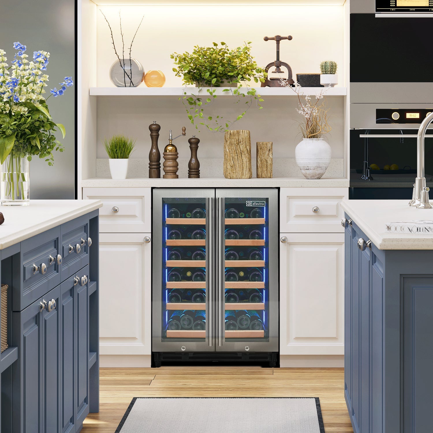 Allavino Reserva Series 36 Bottle Dual Zone Wine Refrigerator with Stainless Steel French Doors AO VSW3634FD-2S