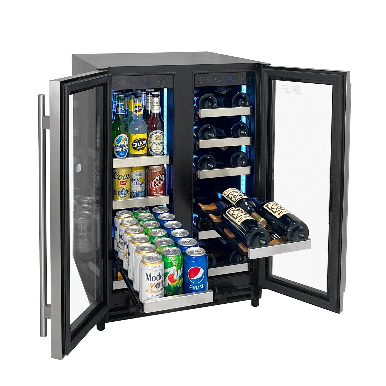 Allavino Reserva Series 24" Wide Two Door Stainless Steel Wine Refrigerator/Beverage Center AO VSBCW34FD-2S