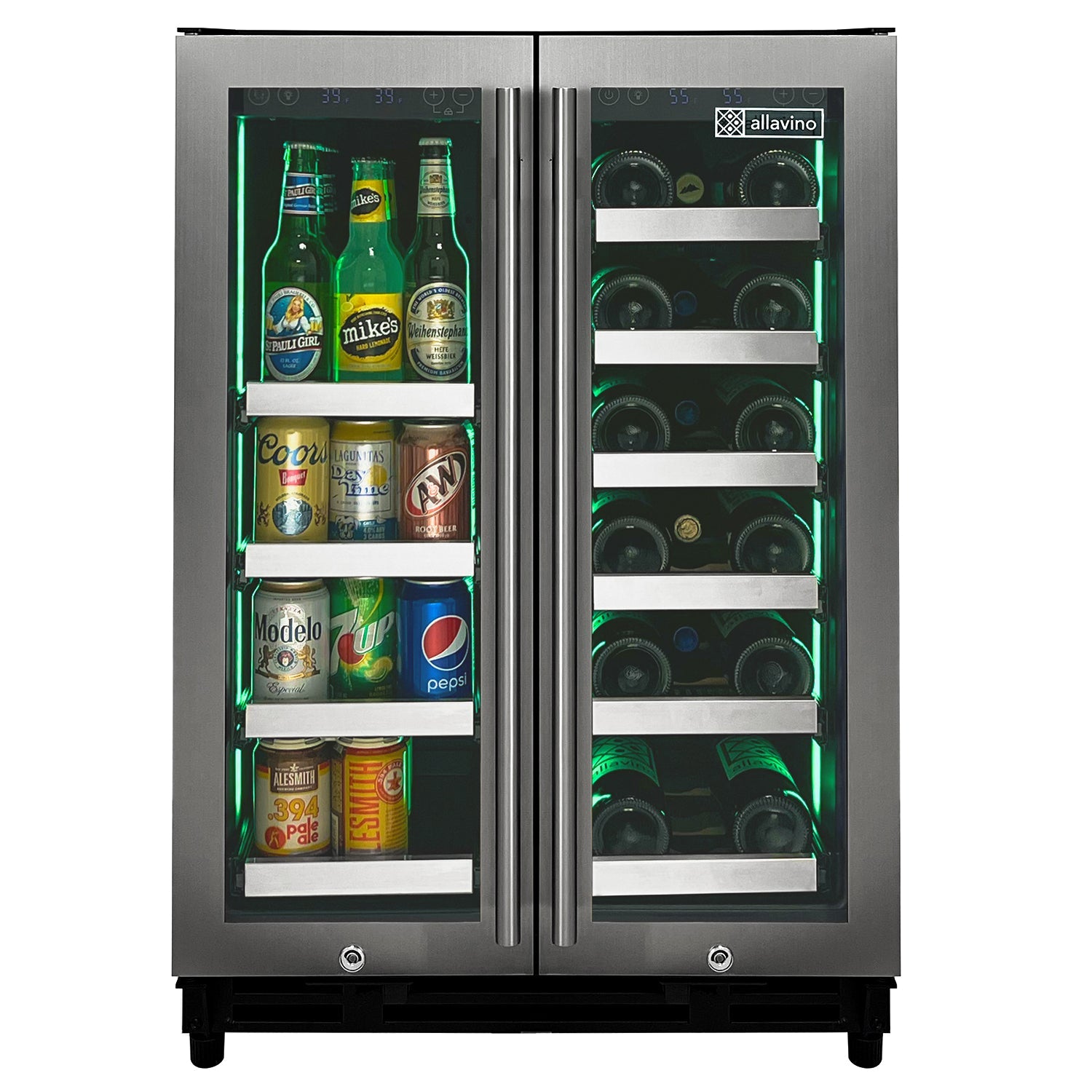 Allavino Reserva Series 24" Wide Two Door Stainless Steel Wine Refrigerator/Beverage Center AO VSBCW34FD-2S