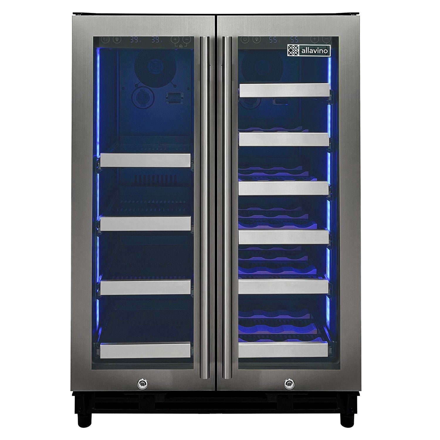 Allavino Reserva Series 24" Wide Two Door Stainless Steel Wine Refrigerator/Beverage Center AO VSBCW34FD-2S