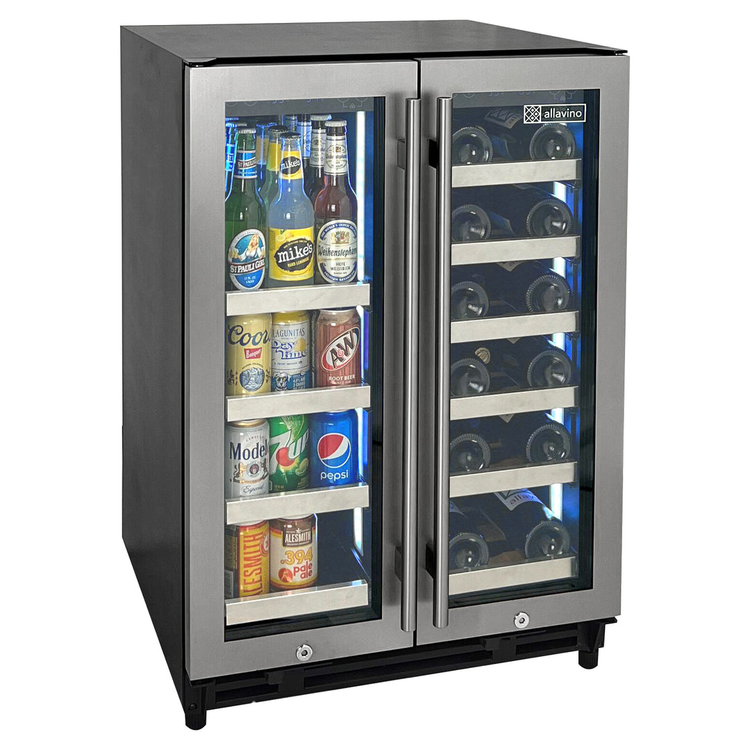 Allavino Reserva Series 24" Wide Two Door Stainless Steel Wine Refrigerator/Beverage Center AO VSBCW34FD-2S