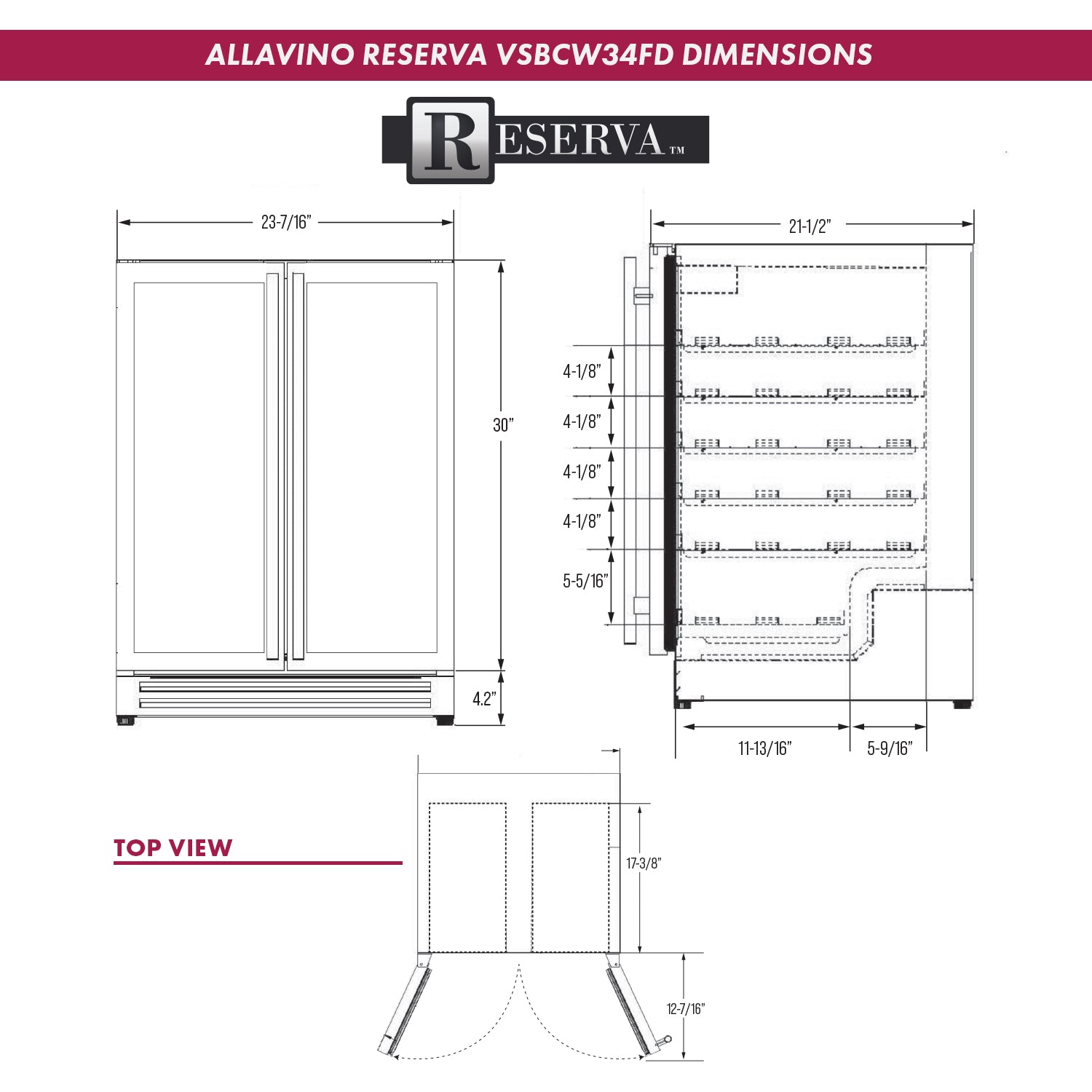 Allavino Reserva Series 24" Wide Two Door Stainless Steel Wine Refrigerator/Beverage Center AO VSBCW34FD-2S