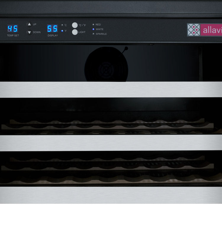 Allavino FlexCount Series 56 Bottle Single Zone Undercounter Wine Refrigerator with Stainless Steel Door - Right Hinge AO VSWR56-1SR20