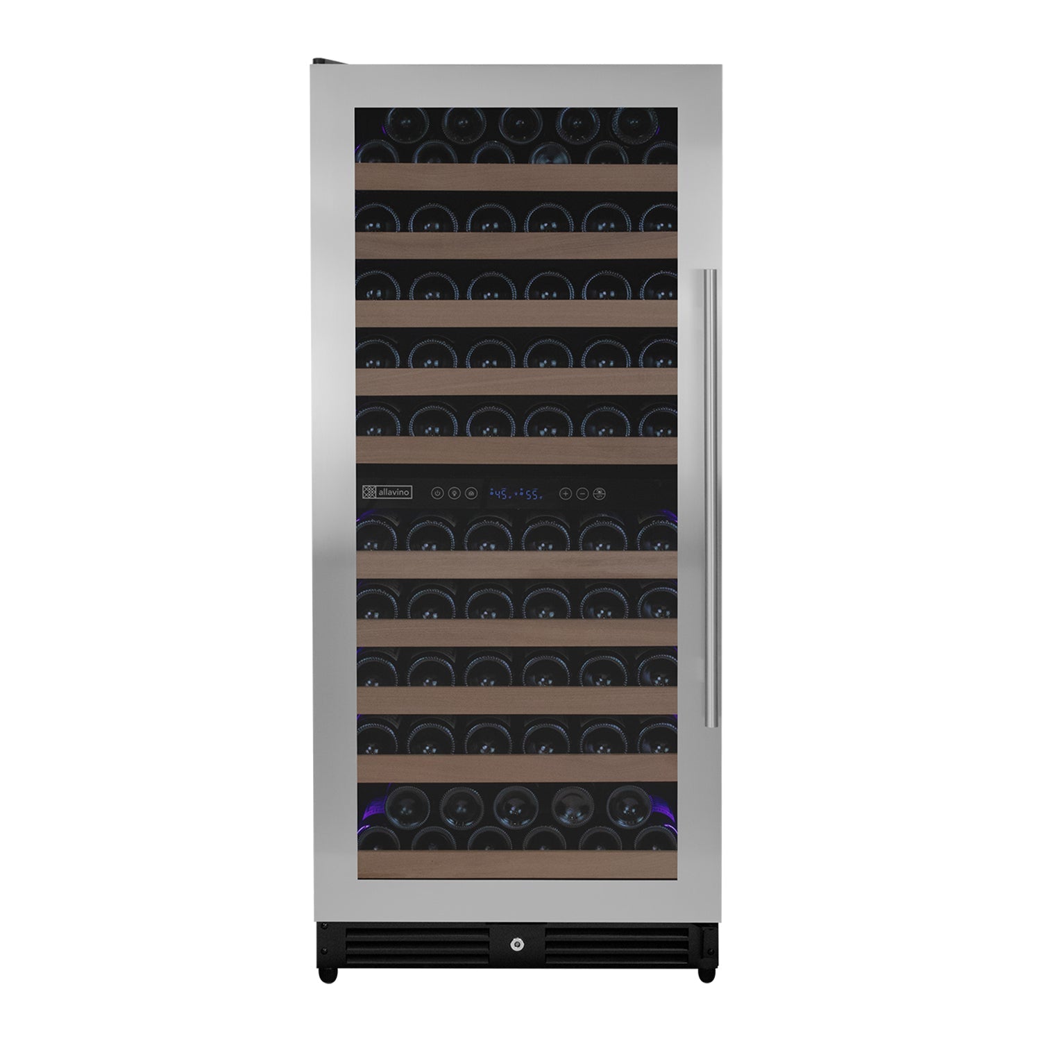 Allavino Reserva Series 119 Bottle 55" Tall Dual Zone Left Hinge Stainless Steel Wine Refrigerator AO VSW11955D-2SL