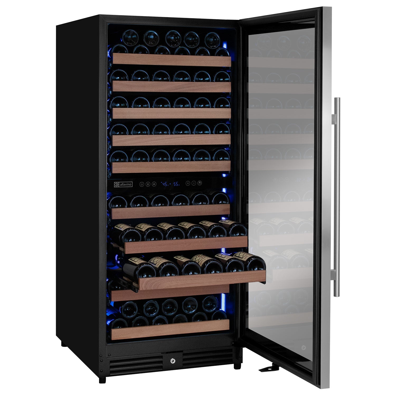 Allavino Reserva Series 119 Bottle 55" Tall Dual Zone Right Hinge Stainless Steel Wine Refrigerator  AO VSW11955D-2SR