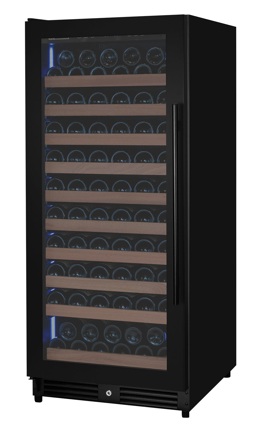 Allavino Reserva Series 119 Bottle 55" Semi Tall Single Zone Left Hinge Black Metal Wine Refrigerator AO VSW11955S-1BL