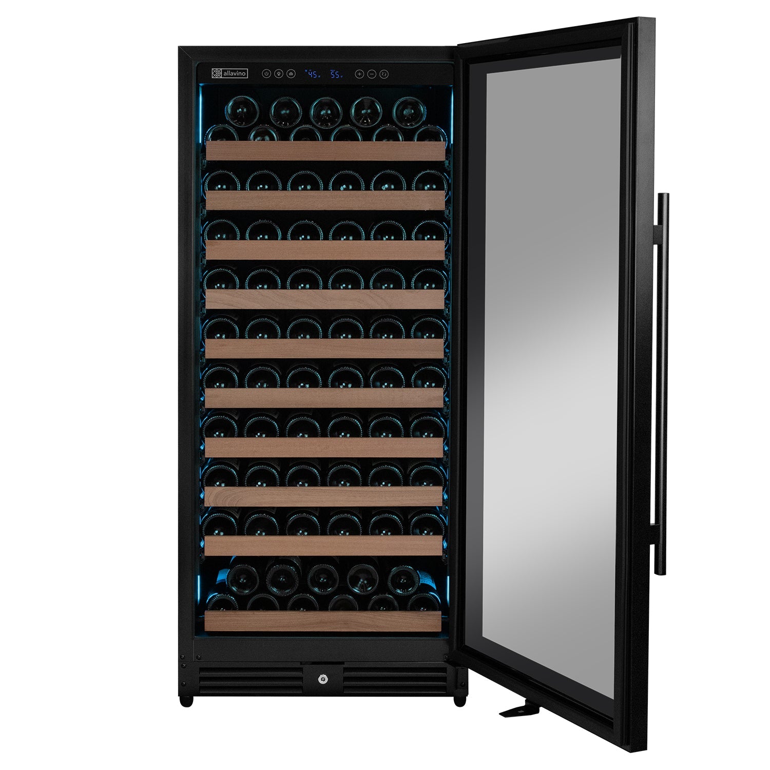 Allavino Reserva Series 119 Bottle 55" Semi Tall Single Zone Right Hinge Black Metal Wine Refrigerator AO VSW11955S-1BR
