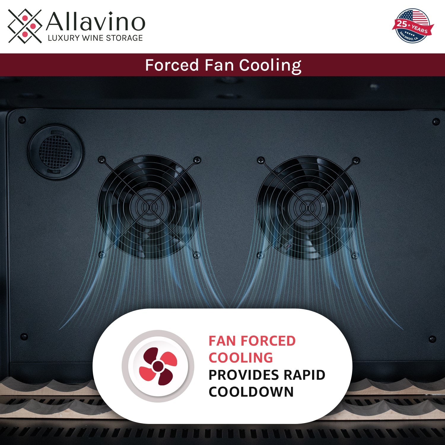 Allavino Reserva Series 119 Bottle 55" Semi Tall Single Zone Left Hinge Black Metal Wine Refrigerator AO VSW11955S-1BL