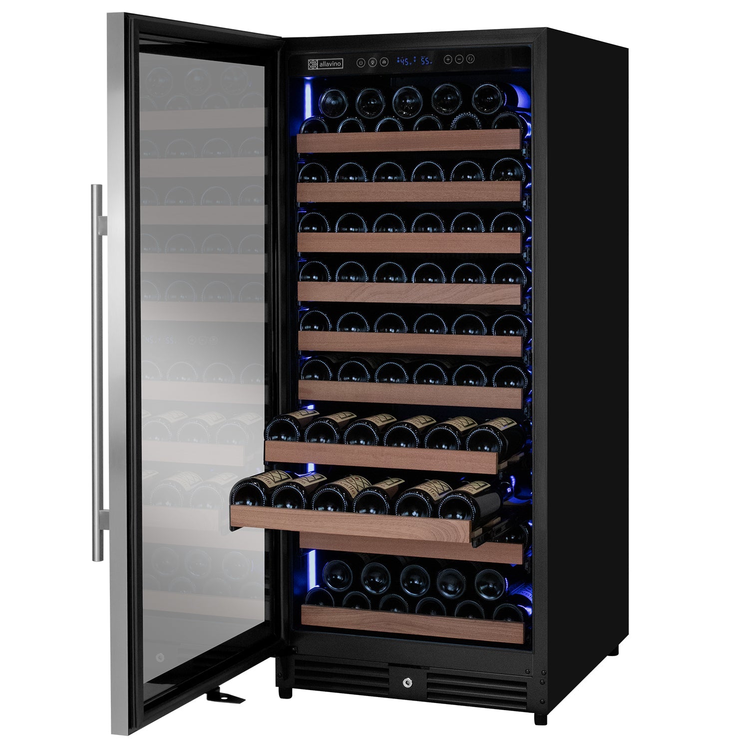 Allavino Reserva Series 119 Bottle 55" Tall Single Zone Left Hinge Stainless Steel Wine Refrigerator AO VSW11955S-1SL