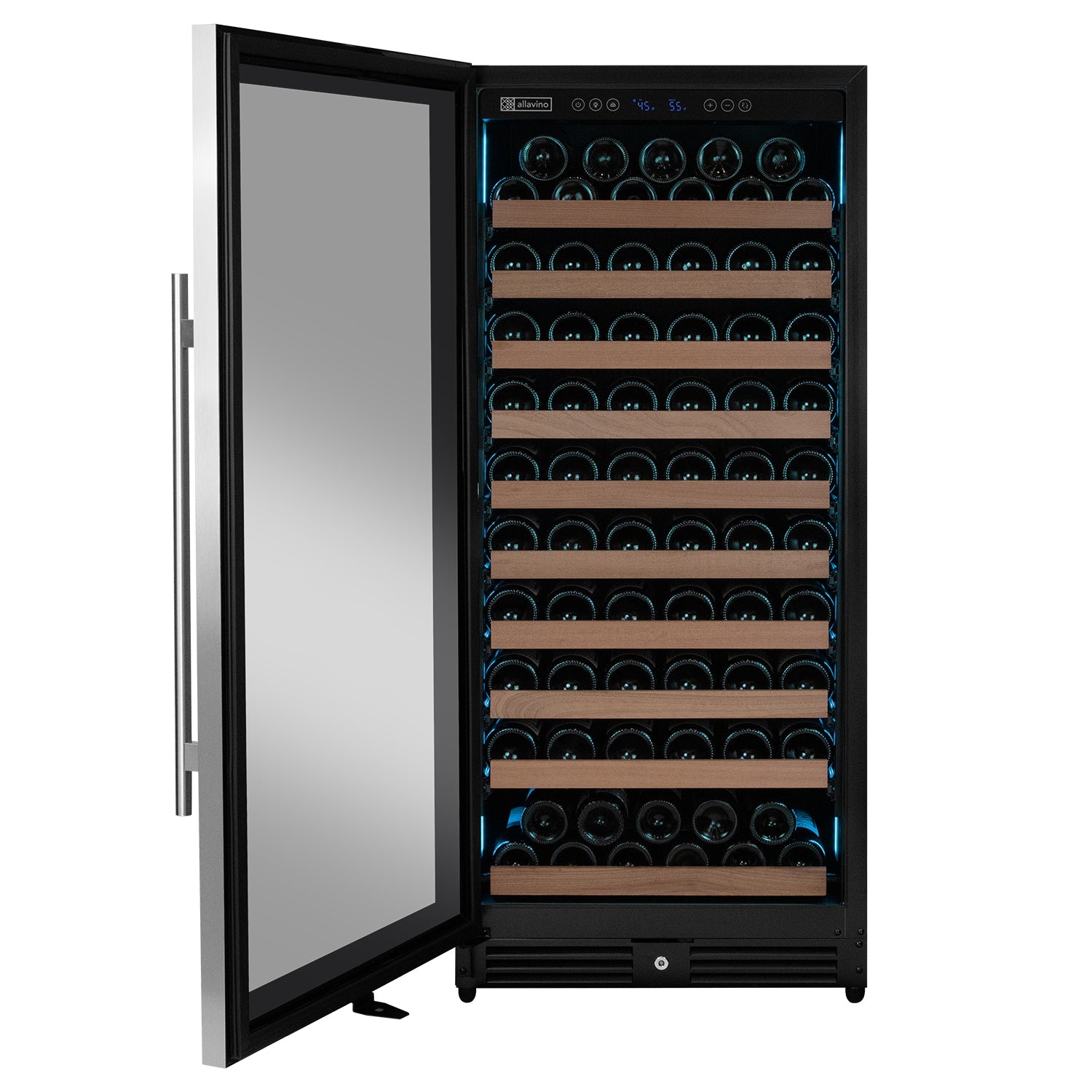 Allavino Reserva Series 119 Bottle 55" Tall Single Zone Left Hinge Stainless Steel Wine Refrigerator AO VSW11955S-1SL