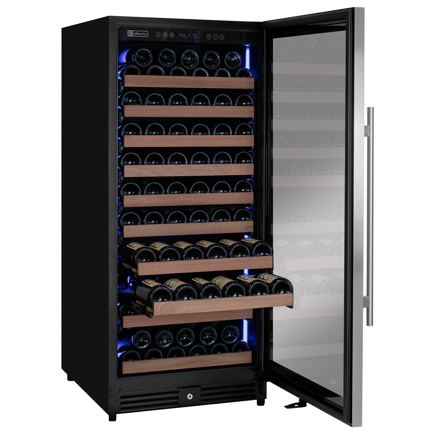 Allavino Reserva Series 119 Bottle 55" Tall Single Zone Right Hinge Stainless Steel Wine Refrigerator AO VSW11955S-1SR