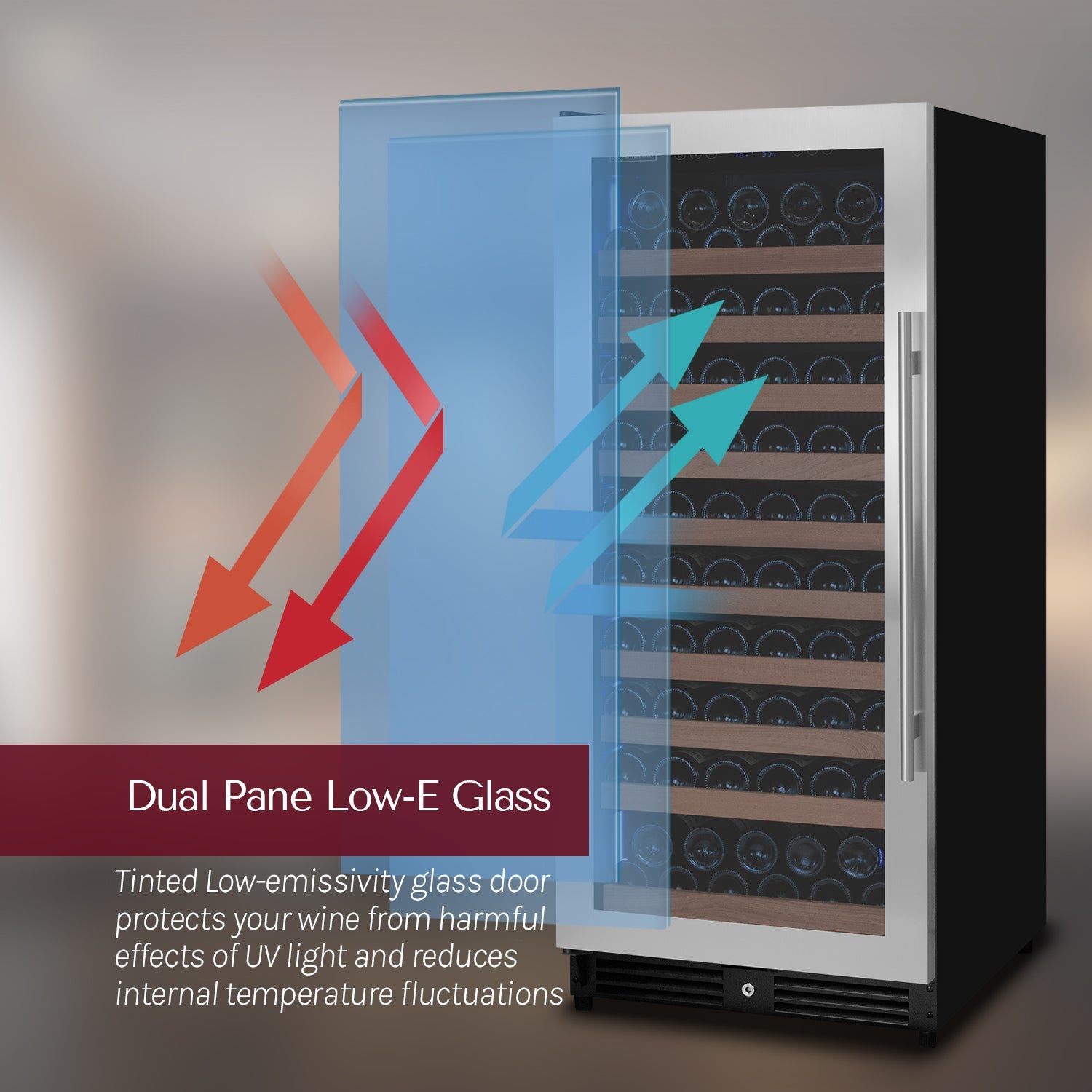 Allavino Reserva Series 119 Bottle 55" Tall Single Zone Right Hinge Stainless Steel Wine Refrigerator AO VSW11955S-1SR