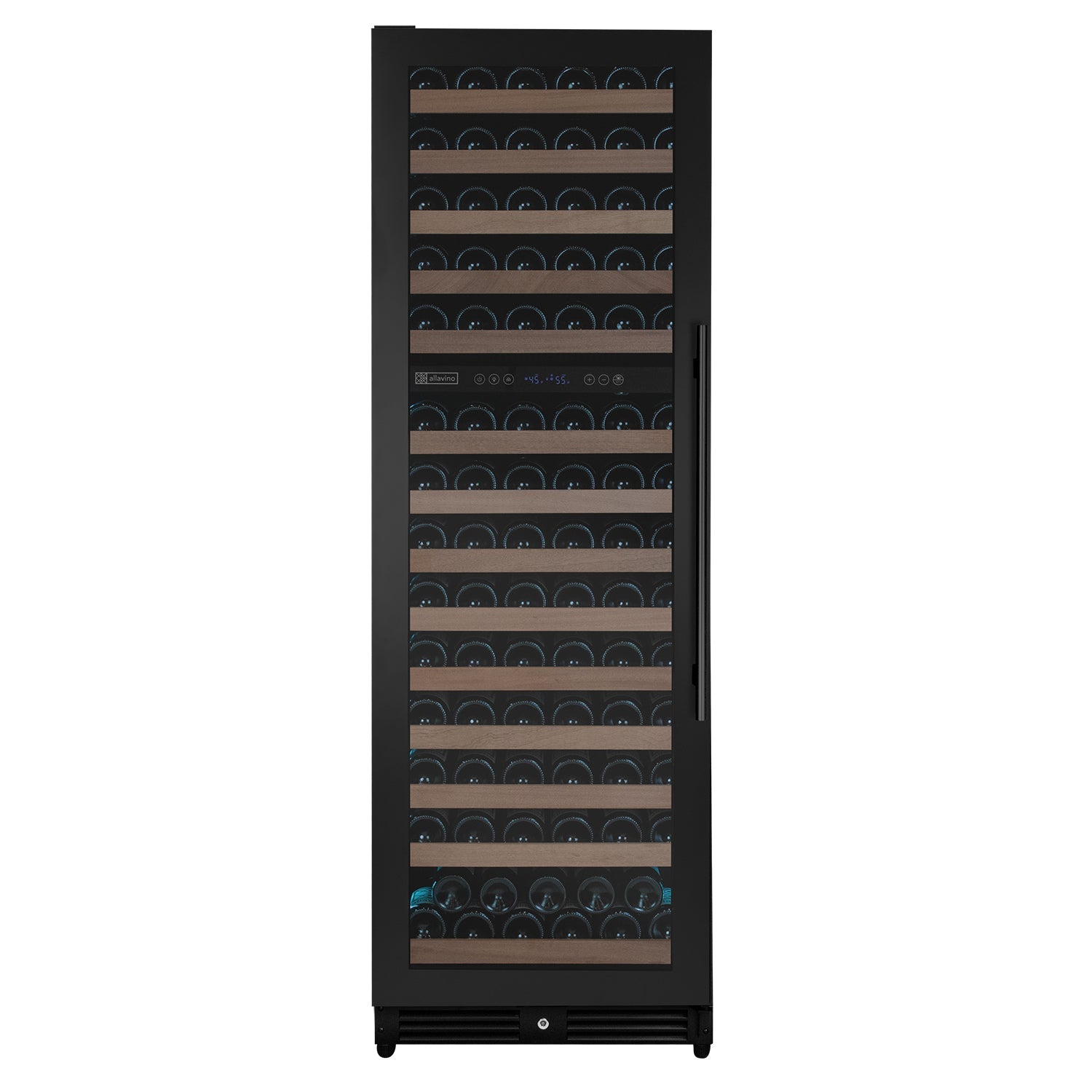 Allavino Reserva Series 154 Bottle 71" Tall Dual Zone Built-in Left Hinge Wine Refrigerator with Black Metal Door  AO VSW15471D-2BL