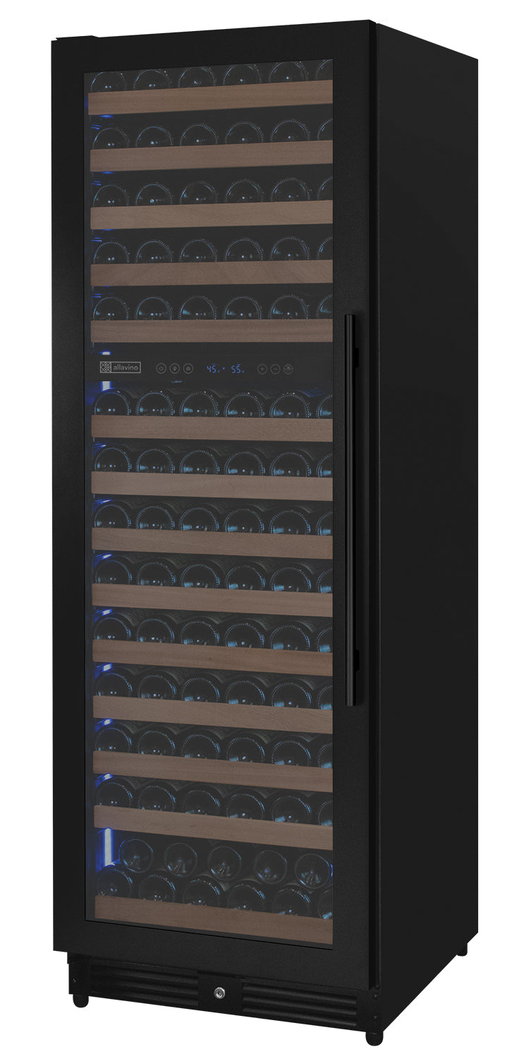 Allavino Reserva Series 154 Bottle 71" Tall Dual Zone Built-in Left Hinge Wine Refrigerator with Black Metal Door  AO VSW15471D-2BL