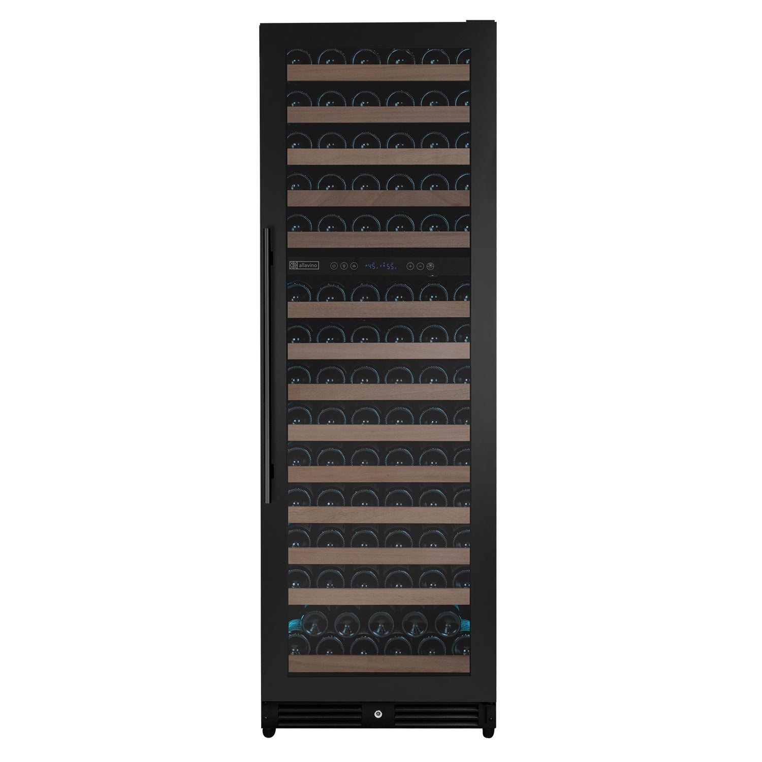 Allavino Reserva Series 154 Bottle 71" Tall Dual Zone Built-in Right Hinge Wine Refrigerator with Black Metal Door AO VSW15471D-2BR