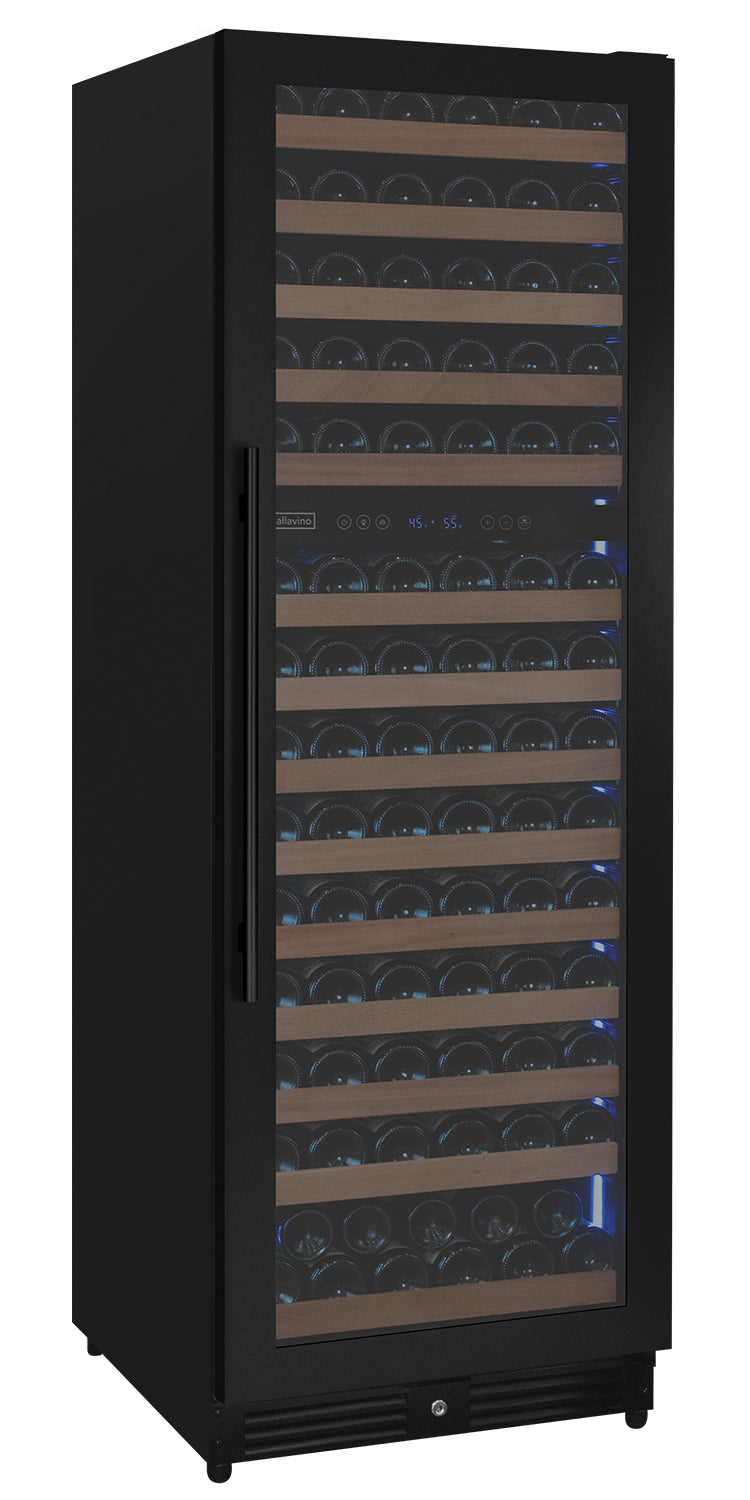 Allavino Reserva Series 154 Bottle 71" Tall Dual Zone Built-in Right Hinge Wine Refrigerator with Black Metal Door AO VSW15471D-2BR