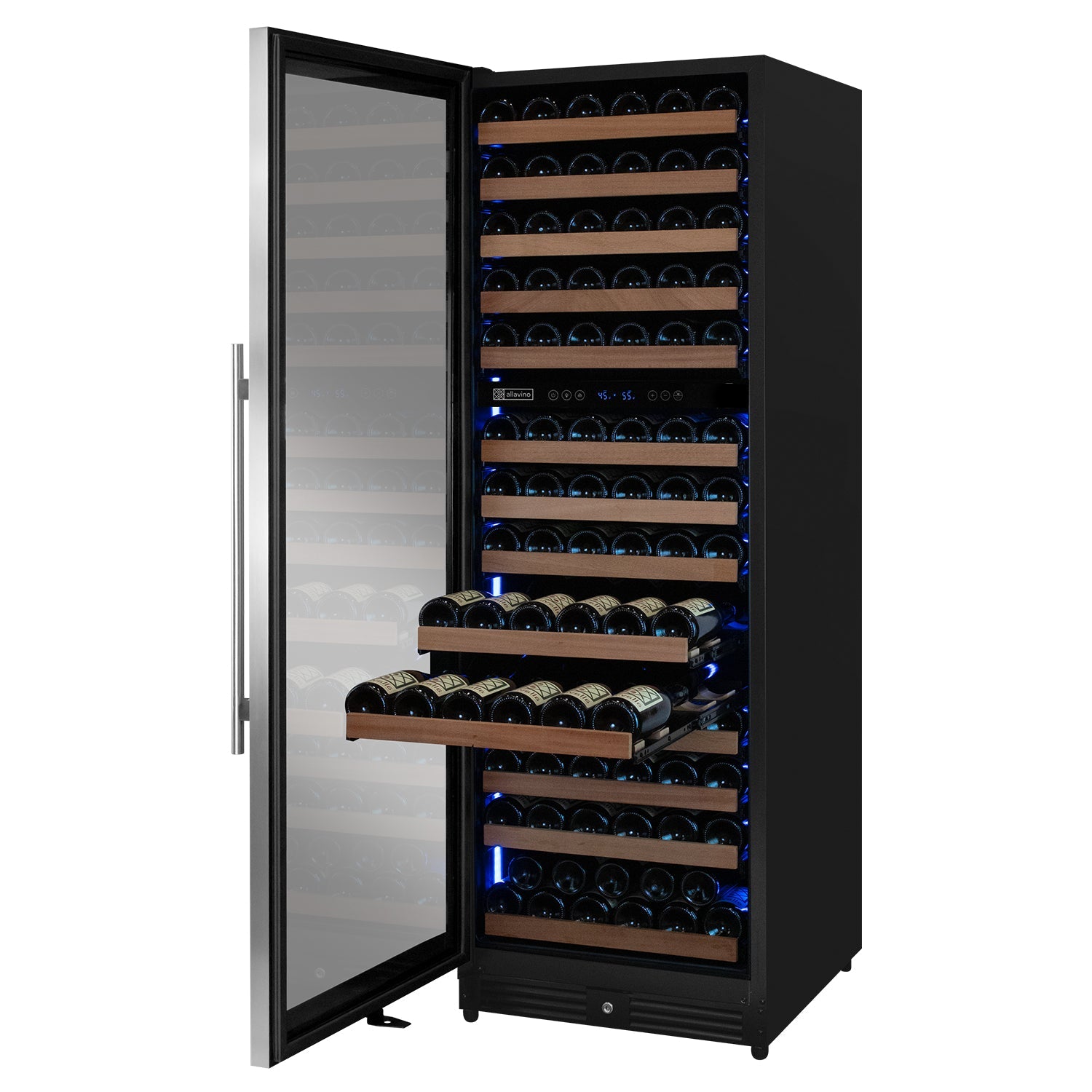 Allavino Reserva Series 154 Bottle 71" Tall Dual Zone Left Hinge Stainless Steel Wine Refrigerator AO VSW15471D-2SL
