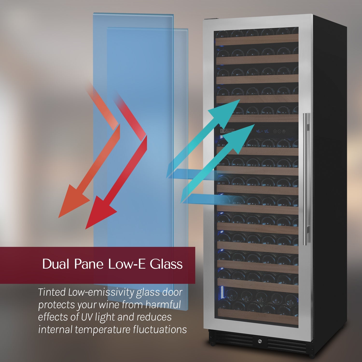Allavino Reserva Series 154 Bottle 71" Tall Dual Zone Left Hinge Stainless Steel Wine Refrigerator AO VSW15471D-2SL