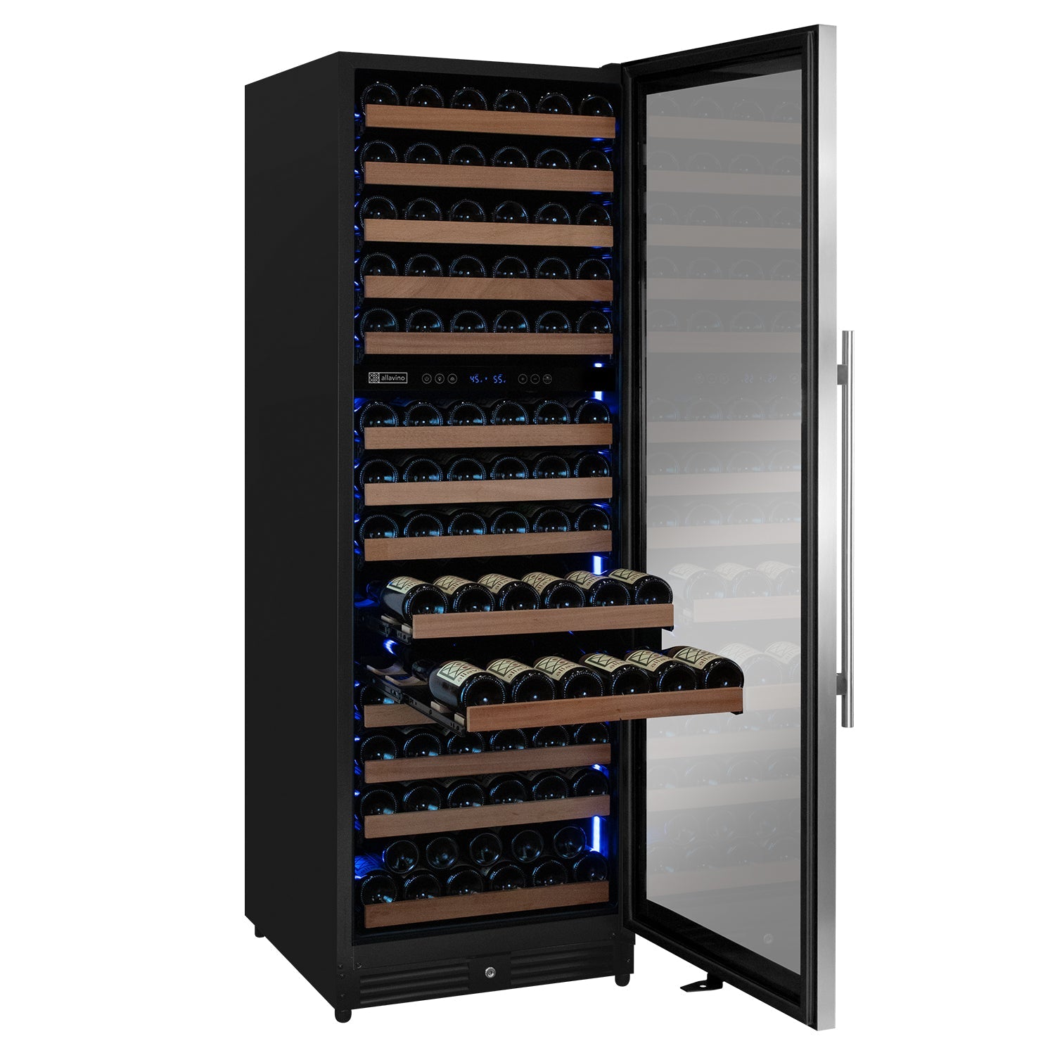 Allavino Reserva Series 154 Bottle 71" Tall Dual Zone Right Hinge Stainless Steel Wine Refrigerator AO VSW15471D-2SR
