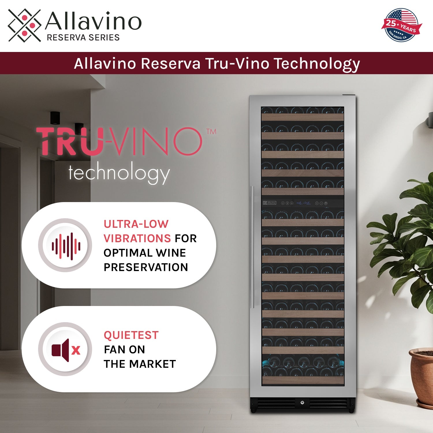 Allavino Reserva Series 154 Bottle 71" Tall Dual Zone Right Hinge Stainless Steel Wine Refrigerator AO VSW15471D-2SR