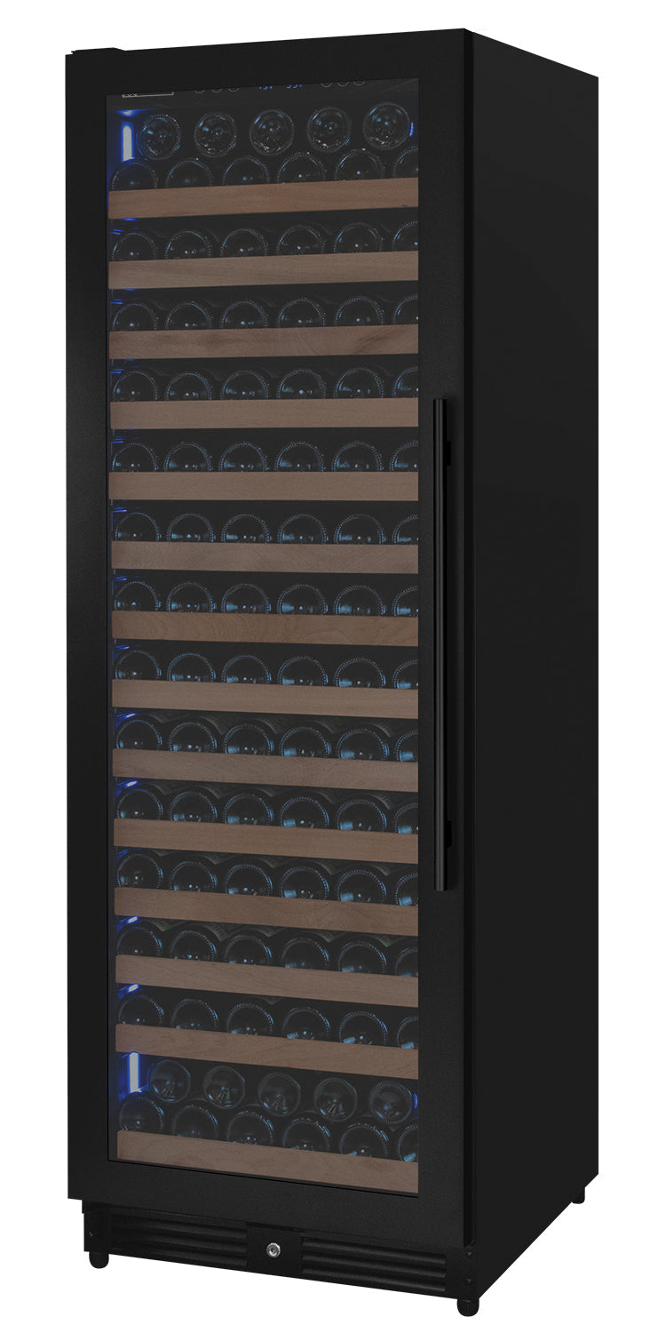 Allavino Reserva Series 163 Bottle 71" Tall Single Zone Left Hinge Black Metal Wine Cooler Refrigerator AO VSW16371S-1BL