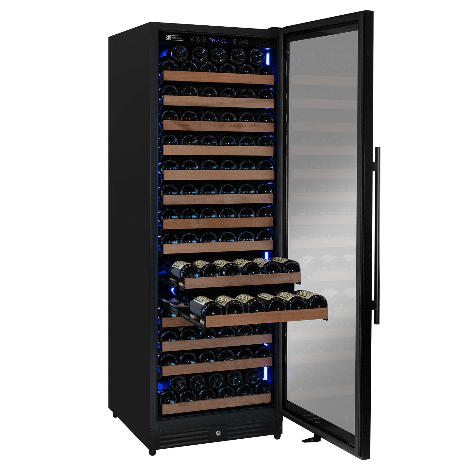 Allavino Reserva Series 163 Bottle 71" Tall Single Zone Right Hinge Black Metal Wine Cooler Refrigerator AO VSW16371S-1BR