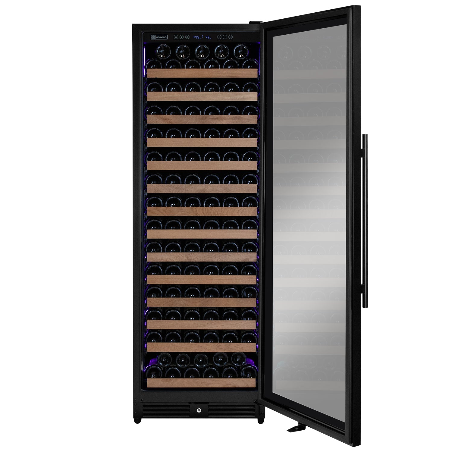 Allavino Reserva Series 163 Bottle 71" Tall Single Zone Right Hinge Black Metal Wine Cooler Refrigerator AO VSW16371S-1BR