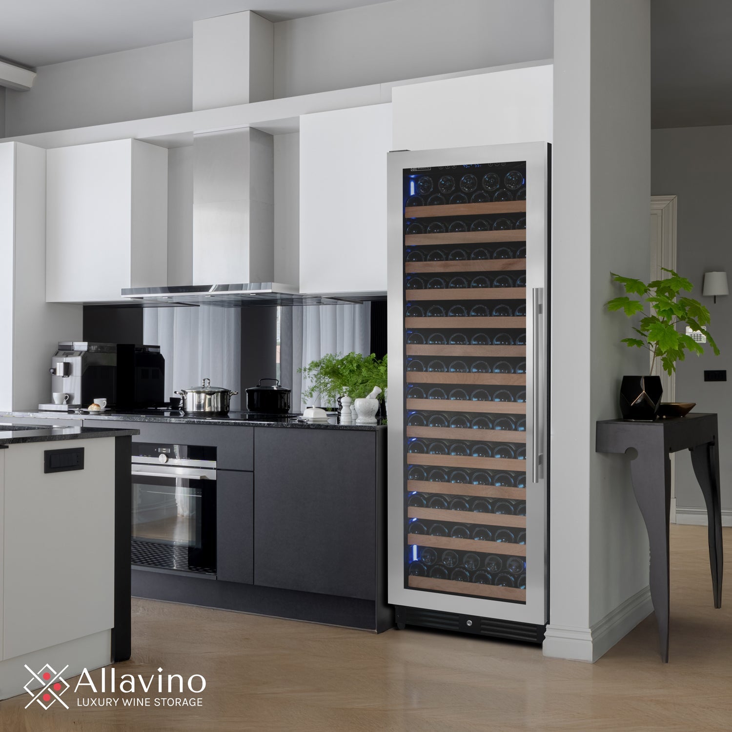 Allavino Reserva Series 163 Bottle 71" Tall Single Zone Left Hinge Stainless Steel Wine Refrigerator AO VSW16371S-1SL