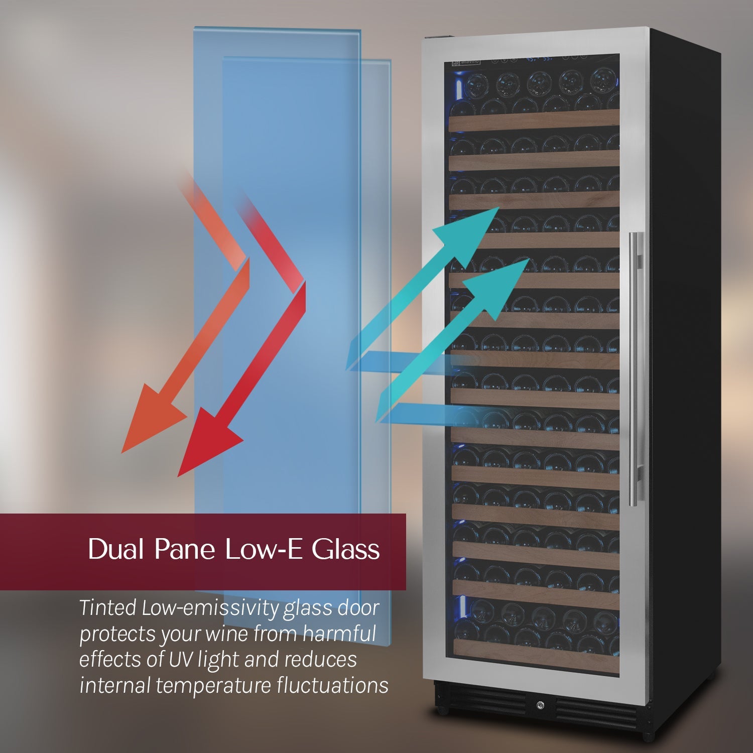 Allavino Reserva Series 163 Bottle 71" Tall Single Zone Right Hinge Stainless Steel Wine Refrigerator AO VSW16371S-1SR