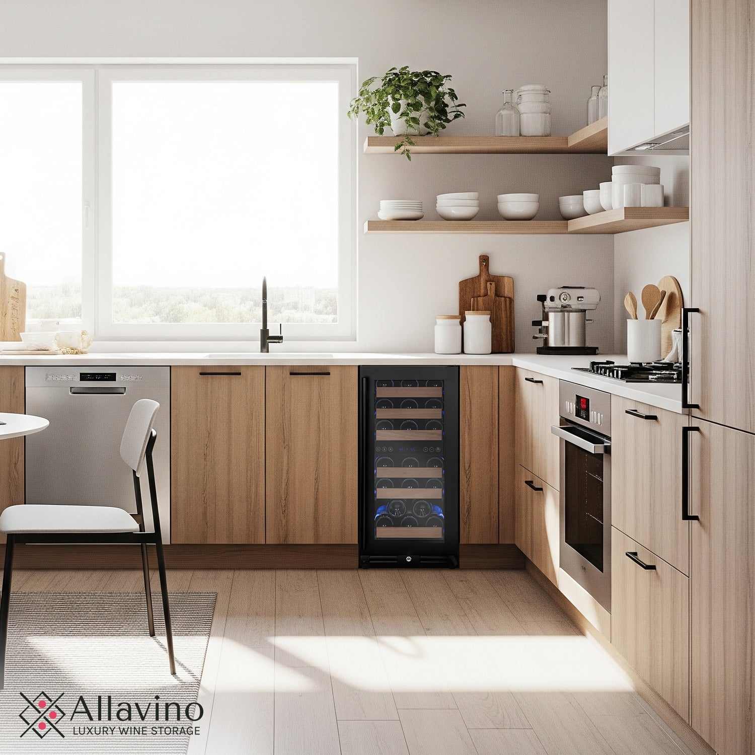 Allavino 15" Wide Reserva Series 30 Bottle Dual Zone Black Right Hinge Wine Refrigerator AO VSW3015D-2BR