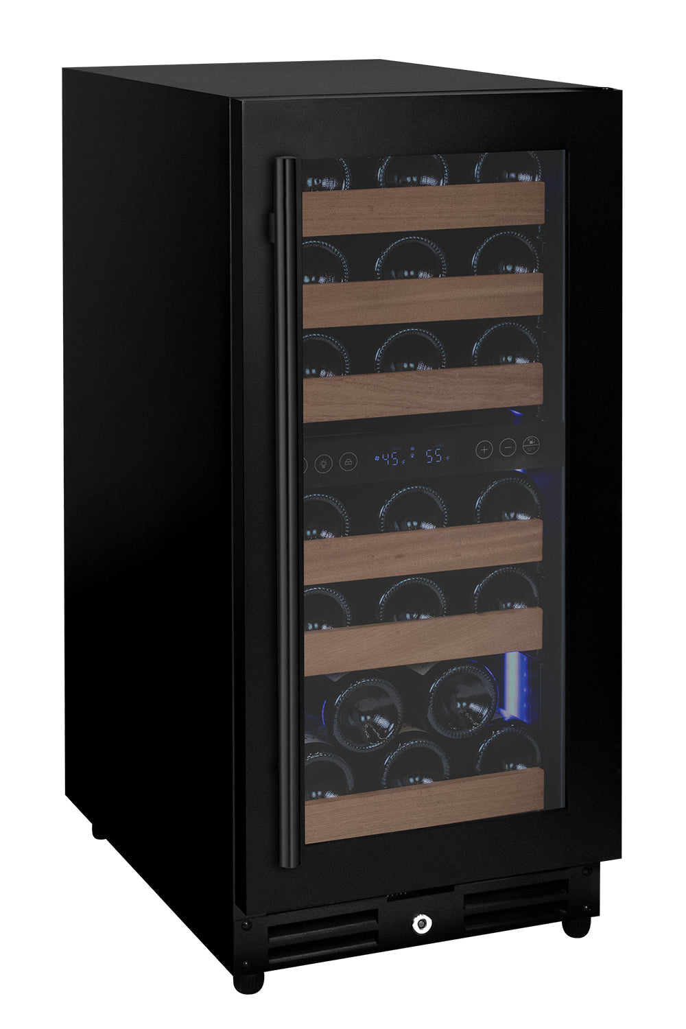 Allavino 15" Wide Reserva Series 30 Bottle Dual Zone Black Right Hinge Wine Refrigerator AO VSW3015D-2BR
