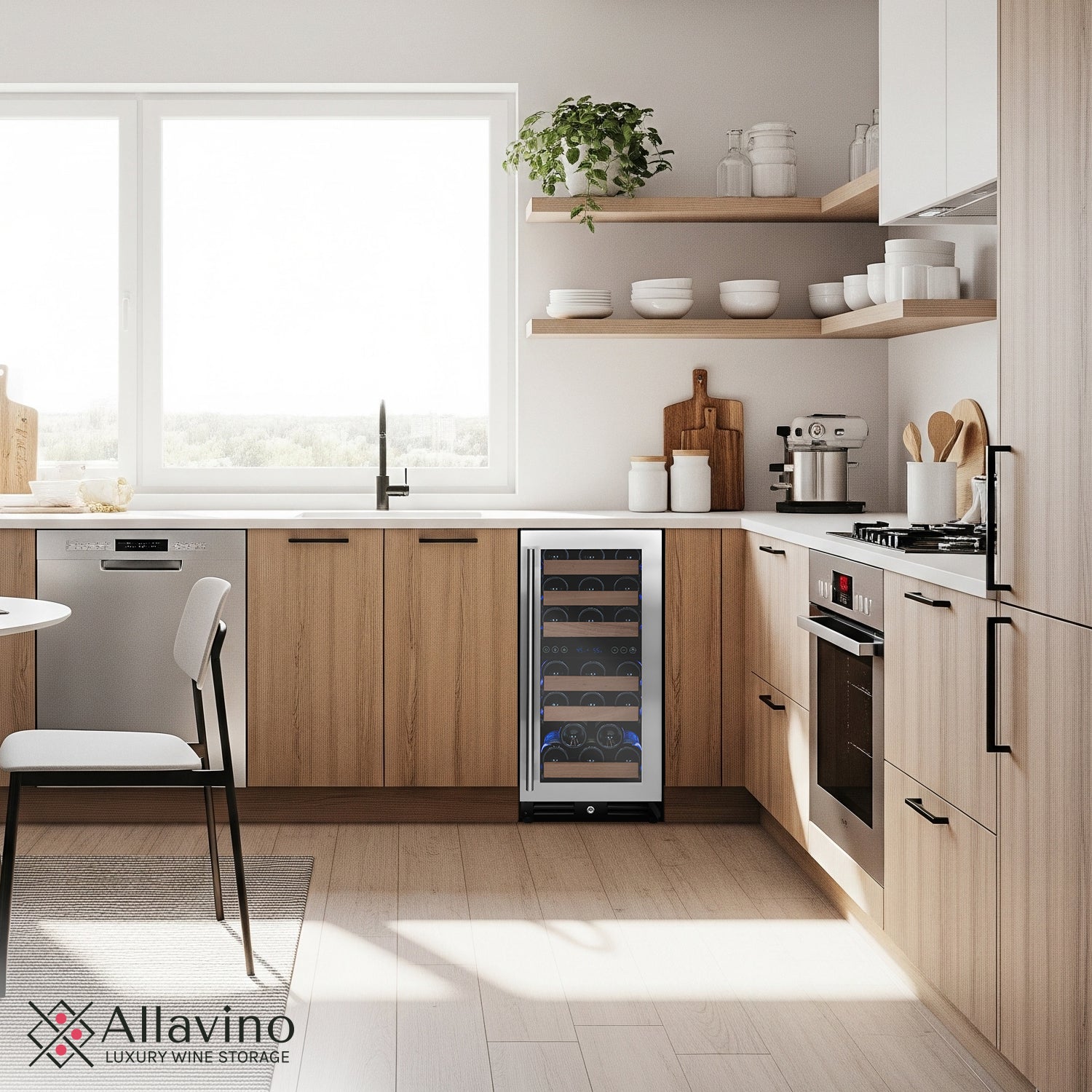 Allavino 15" Wide Reserva Series 30 Bottle Dual Zone Stainless Steel Left Hinge Wine Refrigerator  AO VSW3015D-2SL