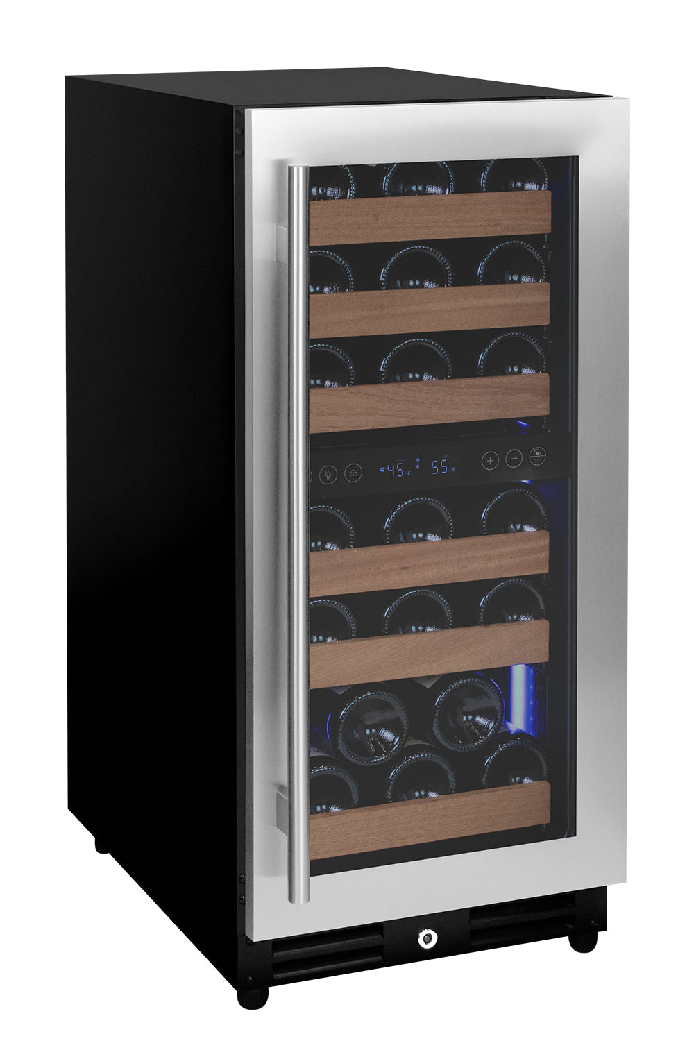 Allavino 15" Wide Reserva Series 30 Bottle Dual Zone Stainless Steel Right Hinge Wine Refrigerator AO VSW3015D-2SR
