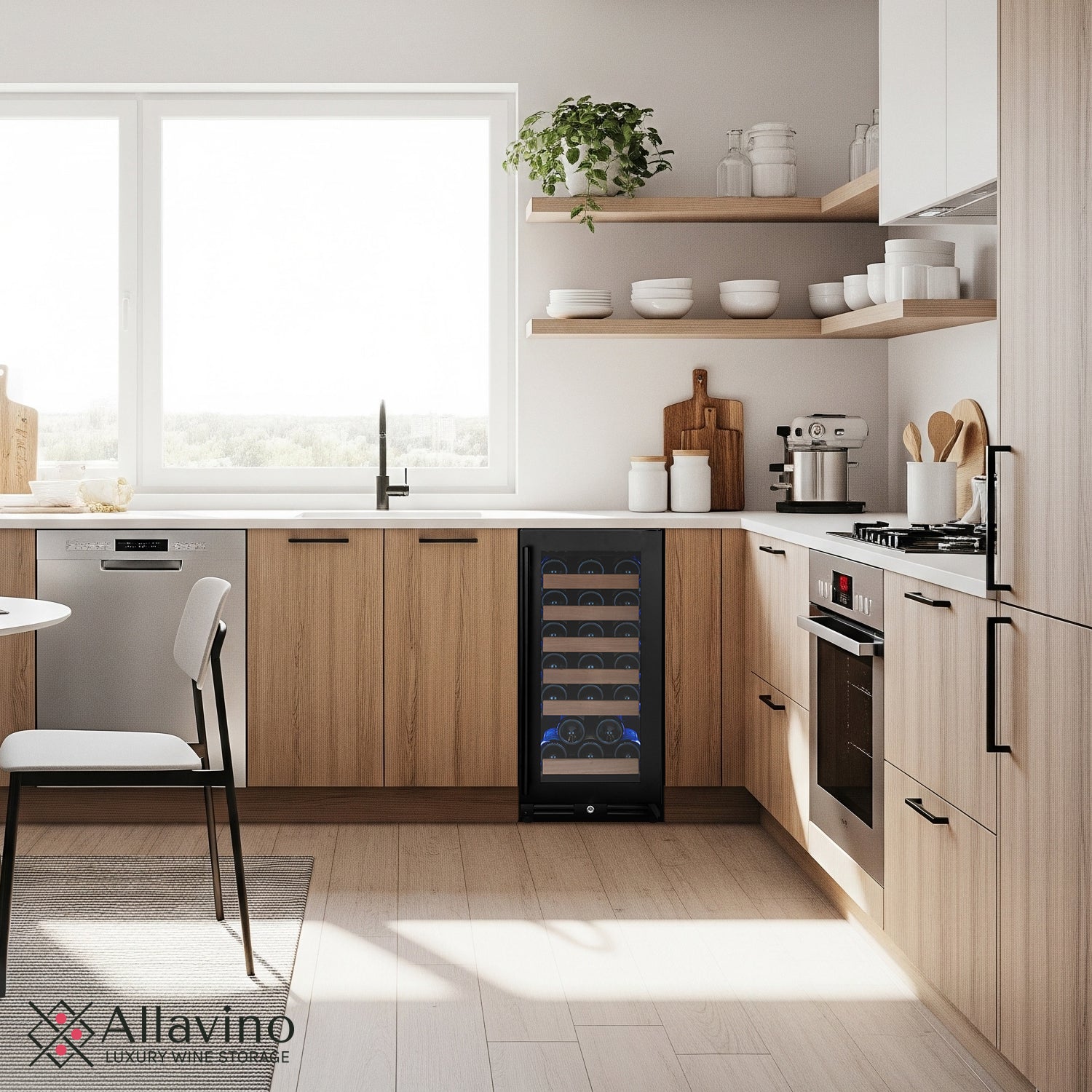 Allavino 15" Wide Reserva Series 30 Bottle Single Zone Black Right Hinge Wine Refrigerator AO VSW3015S-1BR