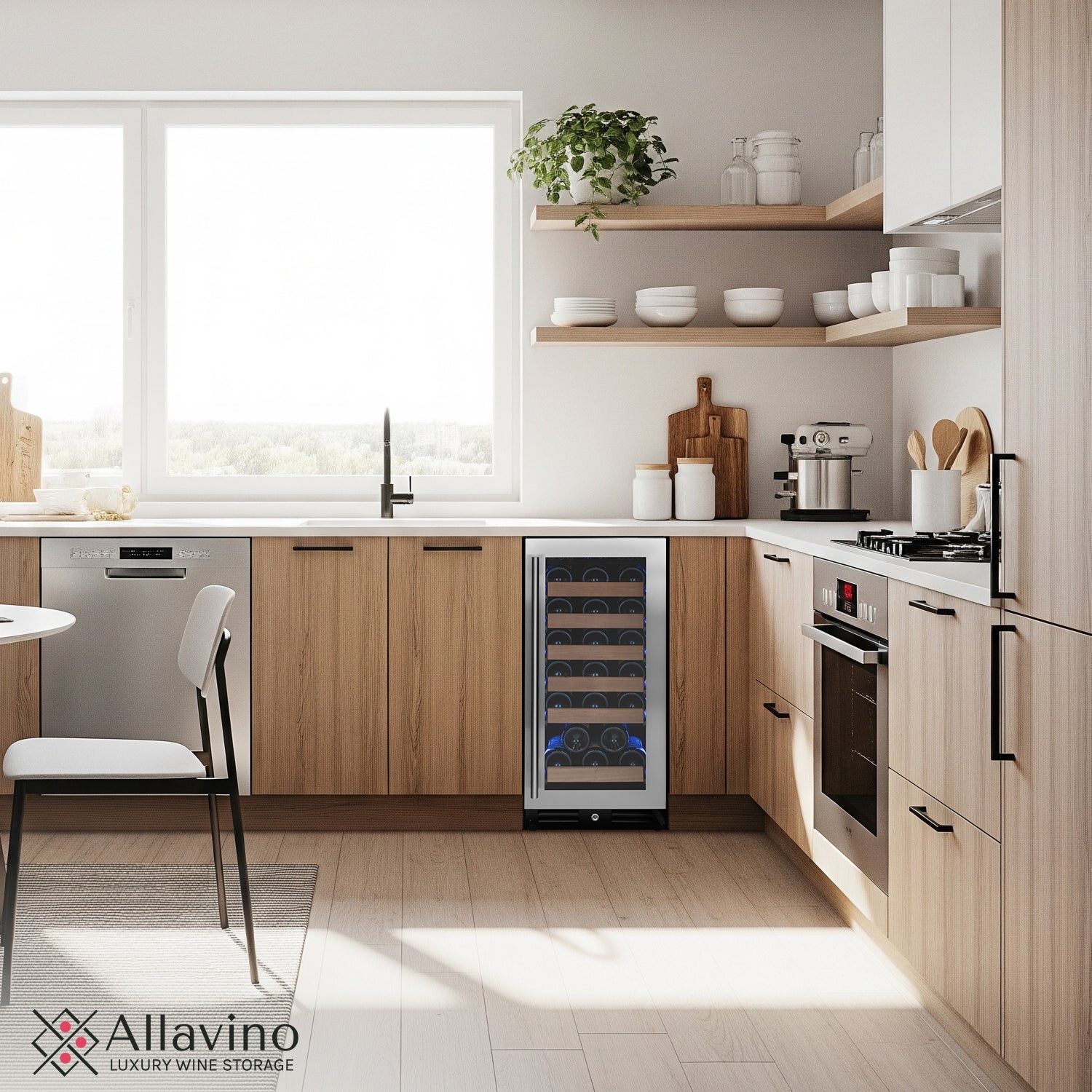 Allavino 15" Wide Reserva Series 30 Bottle Single Zone Stainless Steel Left Hinge Wine Refrigerator  AO VSW3015S-1SL