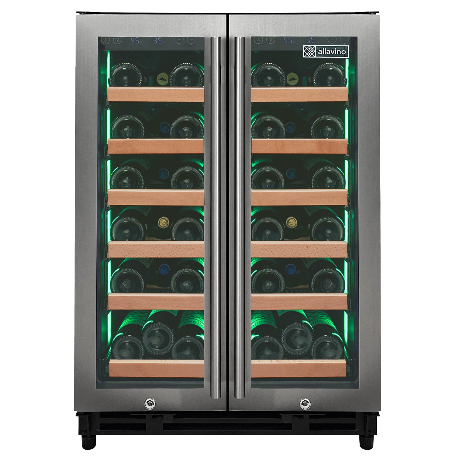 Allavino Reserva Series 36 Bottle Dual Zone Wine Refrigerator with Stainless Steel French Doors AO VSW3634FD-2S