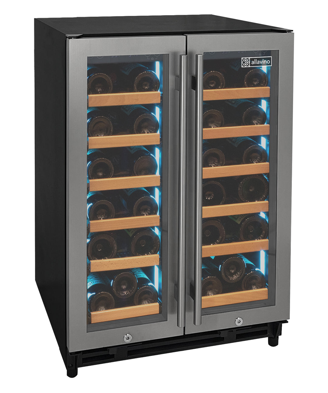 Allavino Reserva Series 36 Bottle Dual Zone Wine Refrigerator with Stainless Steel French Doors AO VSW3634FD-2S