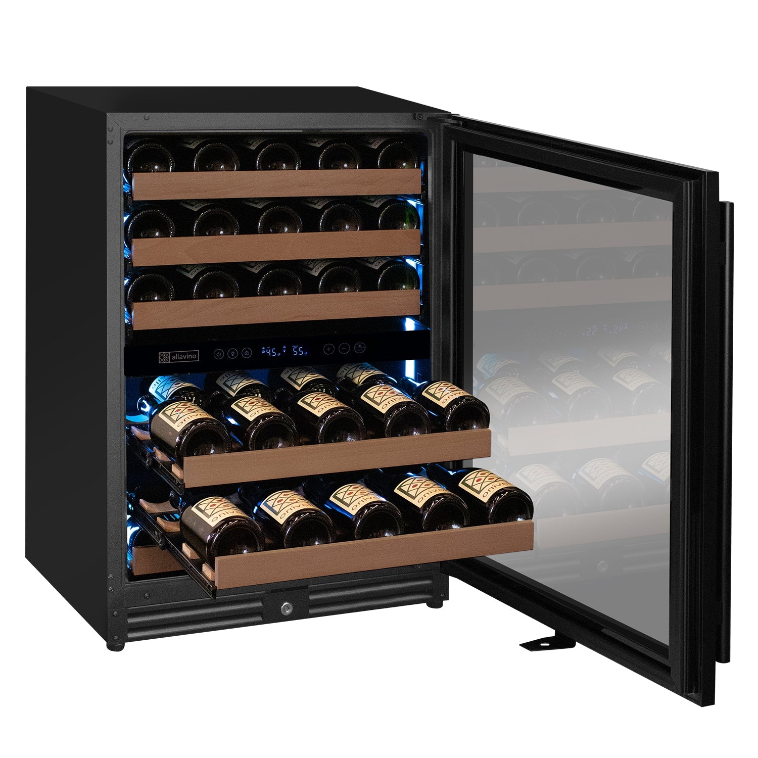 Allavino Reserva Series - 51 Bottle Dual Zone Built-in Luxury Wine Refrigerator with Black Door - Right Hinge AO VSW5134D-2BR