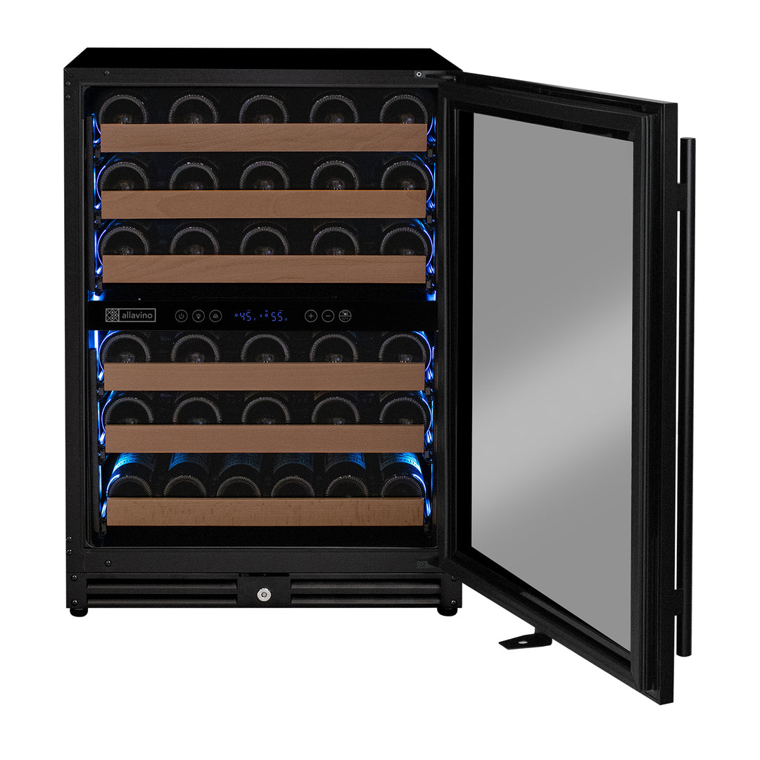 Allavino Reserva Series - 51 Bottle Dual Zone Built-in Luxury Wine Refrigerator with Black Door - Right Hinge AO VSW5134D-2BR