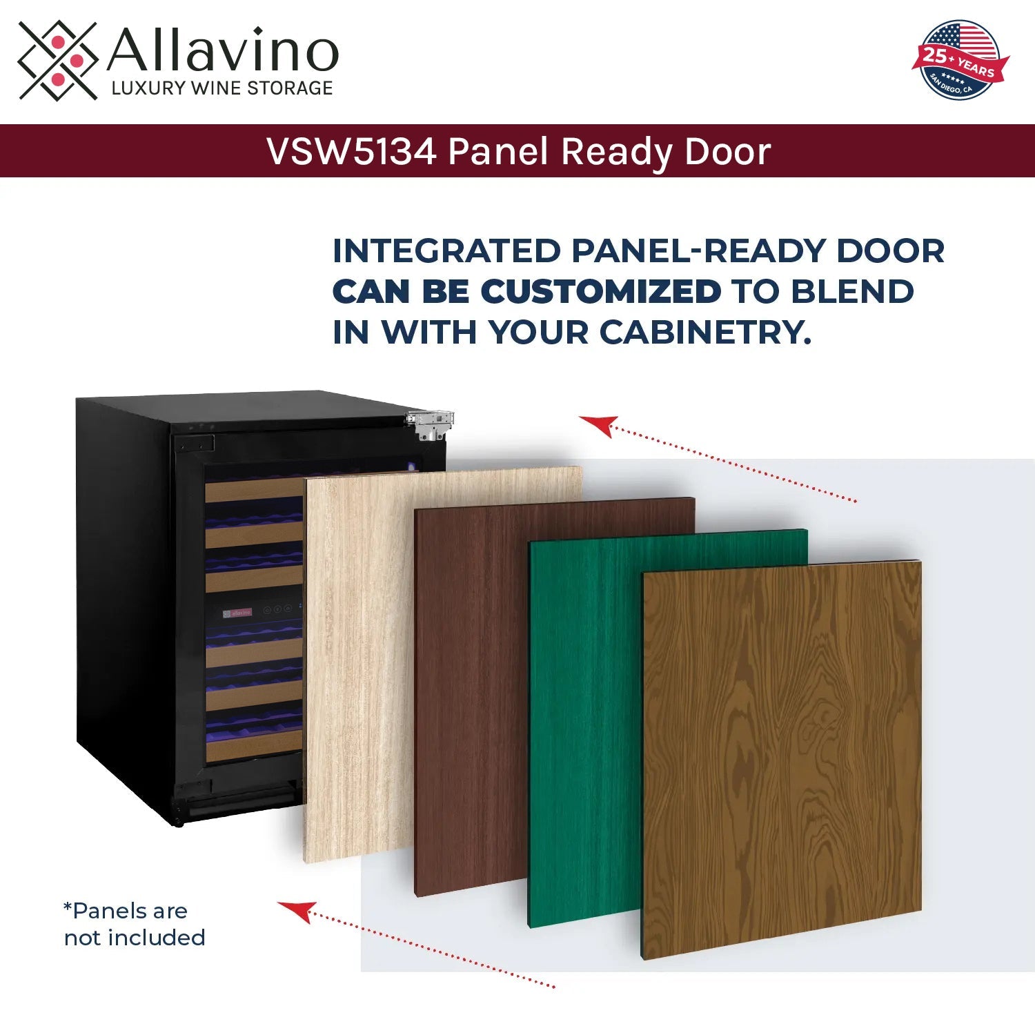 Allavino Reserva Series - 56 Bottle Dual Zone Built-in Luxury Wine Refrigerator with Panel Ready Overlay Door - Right Hinge AO VSW5134D-2PRR